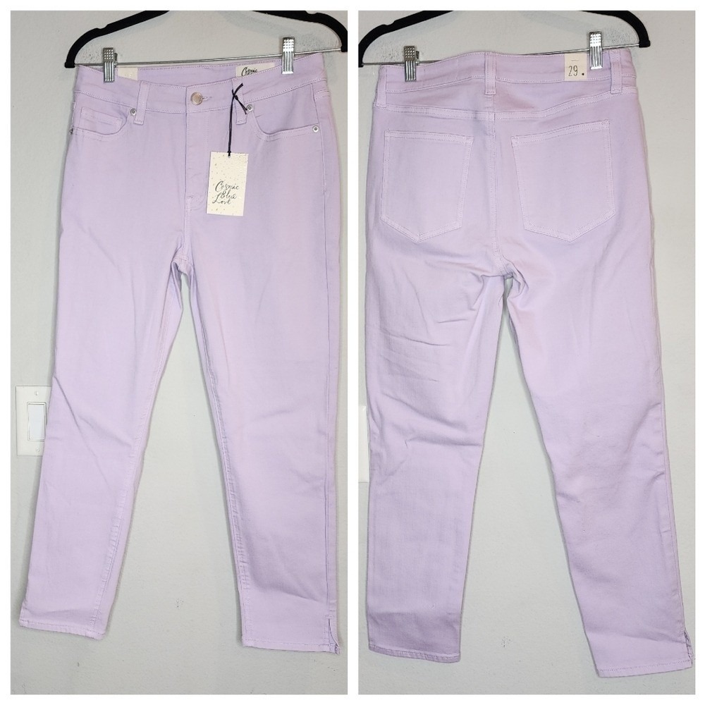 NWT Cosmic Blue Love Purple Stretch Denim  Moriah High Rise Ankle Jeans Size 29
